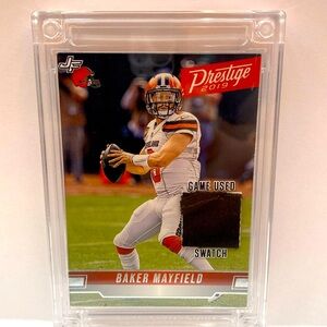 2019 Prestige Baker Mayfield Game Used Swatch Jersey Fusion (MISC14)
